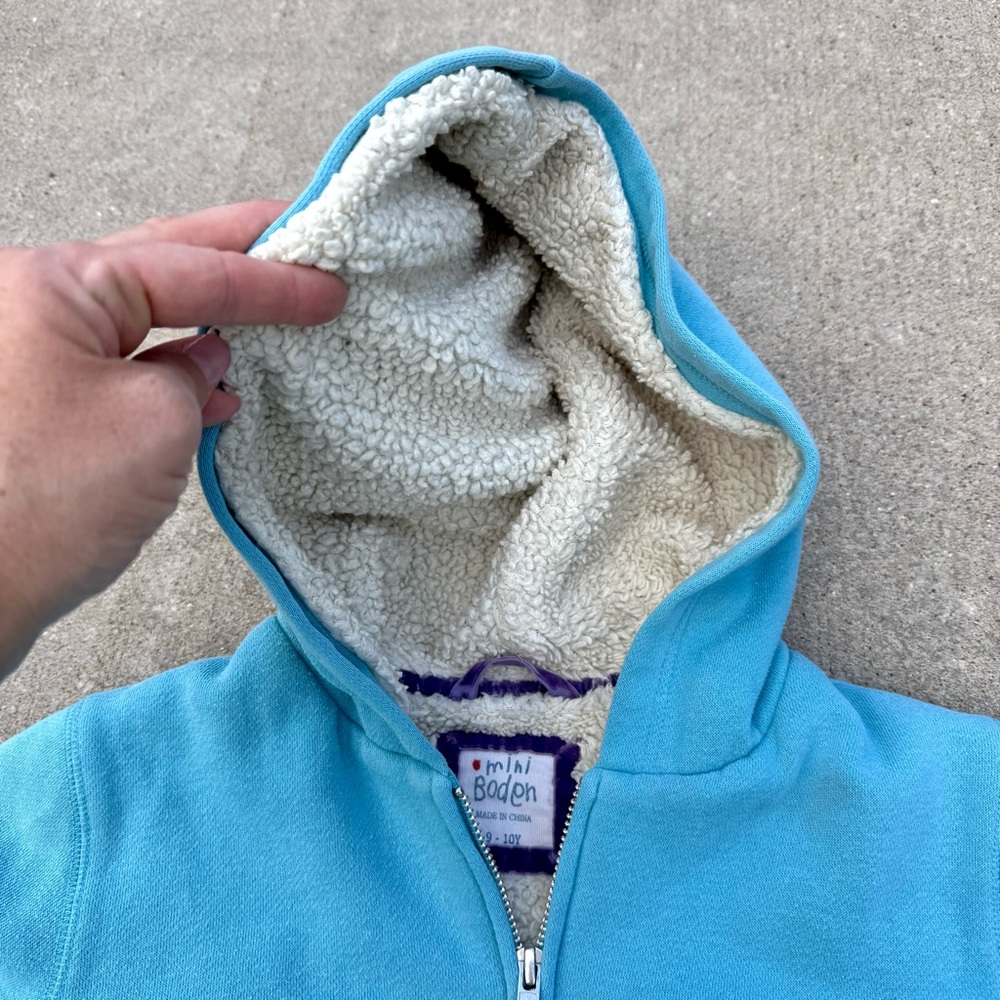 Girl’s/Kid’s Mini Boden Full Zip Hooded Fleece Sweatshirt Size 9-10Y - Picture 8 of 9